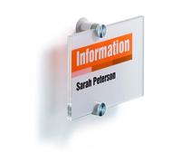 Durable 482119 Identificador para puertas CRYSTAL SIGN 148x105 mm Cartel de cristal, 148 x 105 mm, con incrustación de papel de aluminio imprimible, transparente