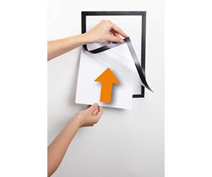 Durable 484301 Info Frame Duraframe Wallpaper (A4, con cierre magnético, incluye tiras adhesivas para superficies sensibles, removibles sin residuos) 1 pieza, negro