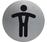 Durable 490523 Pictograma para puerta redondo aseo (WC-Hombres, 83 mm) plata metálica