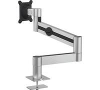 Durable 508423 soporte para monitor Pro, brazo flexible giratorio de 360°, para pantallas VESA de 21-27", alimentación de mesa, plateado