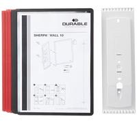 Durable 563100 Sistema de paneles de visualización Sherpa Wall con 10 paneles de visualización, 1 pieza, negro/rojo
