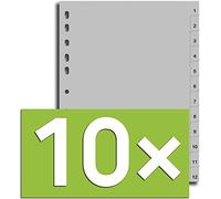 Durable 616002 Número registro de PP, A4, opaco, perforación universal, 1 31, color blanco, 10er Pack - grau, 1-12