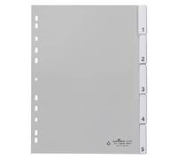Durable 644010 Registro en blanco hecho de PP, 5 partes, perforación universal, gris