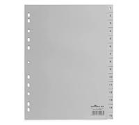 Durable 652410 Registro de números (A4, pestañas en relieve 1-15, cobertura completa de PP) 10 piezas, gris
