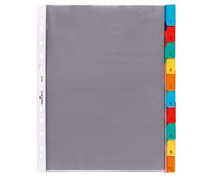 Durable 663219 Índice de la manga A4 10 piezas, 1 pieza, transparente con lengüetas de color