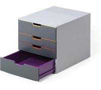 Durable 760427 Cajonera VARICOLOR 4, dotada de 4 compartimentos, con etiquetas para marcar, multicolor