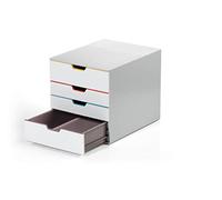 Durable 762427 Cajonera A4 (Varicolor Mix) 4 compartimentos, con etiquetas para rotular, multicolor