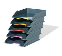 Durable 770557 set de 5 Bandejas portadocumentos A4 (Varicolor), antracita con zonas de agarre de color