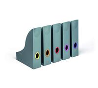 Durable 770657 set de 5 Revisteros VARICOLOR A4 , 5 unidades en un juego, antracita con agujeros de distintos colores para fácil orientación y óptimo acceso para revistas, catálogos y folletos, etc.