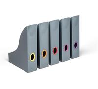 Durable 770657 set de 5 Revisteros VARICOLOR A4 , 5 unidades en un juego, antracita con agujeros de distintos colores para fácil orientación y óptimo acceso para revistas, catálogos y folletos, etc.