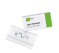 Durable 800619 Portanombres con aguja, 30 x 60 mm, transparente, paquete de 100