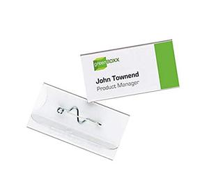 Durable 800619 Portanombres con aguja, 30 x 60 mm, transparente, paquete de 100 piezas