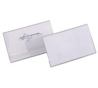 Durable 800819 Portanombres con aguja, 40 x 75mm, transparente, paquete de 100 piezas