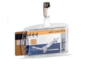Durable 801319 Funda de tarjeta con clip para 2 tarjetas de operación/seguridad 54 x 87 mm, 25 piezas, transparente