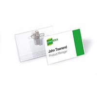 Durable 810119 Portanombres (con clip de combinación, 54 x 90 mm) Paquete de 50 piezas, transparente