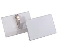 Durable Name Badge 54 x 90 mm with Crocodile Clip Transparent Pack of 25 Badge