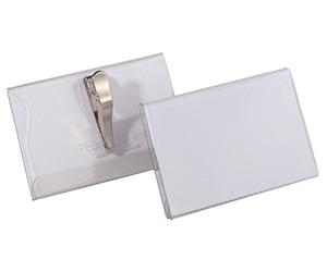 Durable 811119 Portanombres (con pinza de cocodrilo, 54 x 90 mm) Paquete de 25 piezas, transparente