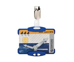 Durable 811806 Identificador con pinza en diseño abierto para 1 tarjeta de identificación de empresa/acreditación de seguridad, 87 x 54 mm (dimensiones interiores) Paquete de 25 piezas, azul