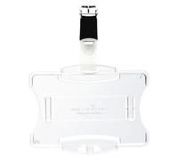 Durable 811819 Identificador con pinza en diseño abierto para 1 tarjeta de identificación de empresa/acreditación de seguridad, 87 x 54 mm (dimensiones interiores) Paquete de 25 piezas, transparente
