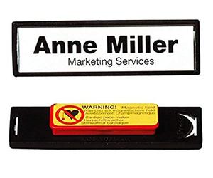 Durable 813201 Portanombres Clip-Card (con imán, 17 x 67 mm) Paquete de 25 piezas, negro