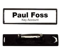 Durable 813301 Tarjeta de identificación Clip-Card (con alfiler de placa, 17 x 67 mm) Paquete de 25 piezas, negro