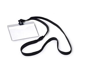 Durable 813901 Portanombres (con correa textil de 10, 60 x 90 mm, longitud de la correa 44 cm) Paquete de 10, negro