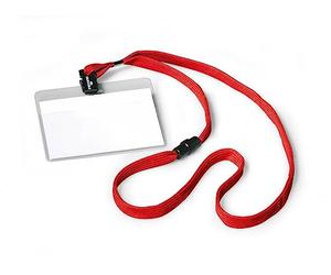 Durable 813903 Portanombres (con correa textil de 10, 60 x 90 mm, longitud de la correa 44 cm) Paquete de 10, rojo