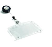 Durable 822419 Identificador rígido con cordón extensible para 2 tarjetas, 10 uds, transparente