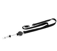 Durable 833001 Lanyard con yoyo extensible para portadores de tarjetas o llaves pesadas de hasta 300g, 1 pieza, negro