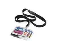 Durable 892601 Porta tarjetas Pushbox Duo con correa textil, 10 piezas, transparente