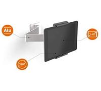 Durable soporte de pared para tableta con brazo plateado
