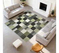 Durable - Alfombra geométrica retro suave tapiz rectangular no pierde sus pelos, color gris y verde alfombra, 50 x 80 cm, pasillo de entrada
