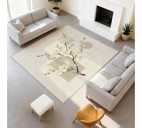 Durable - Alfombra minimalista oriental suave, geométrica floral, no pierde sus pelos, flores de ciruelo, alfombra 50 x 80 cm, pasillo de entrada