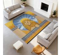 Durable Alfombra retro de animales suaves Tapiss Onírico no pierde sus pelos león sol cúpula vidriera alfombra 80 x 150 cm sala de estar dormitorio, oficina