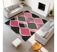 Durable Alfombra Retro Elegante Suave Tapiss Geometría Abstracto No Pierde Sus Cerdas Olas Reloj de arena Rosa Negro Alfombra 120 x 180 cm Sala Dormitorio, Oficina