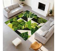 Durable Alfombra Tropical Geometric Suave Tapiss Botánico Verano No Pierde Sus Pelos Hojas de Palmera Verde Alfombra 120 x 180 cm Salón Dormitorio, Oficina