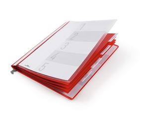 Durable Archivo de personal A4 con riel de suspensión, incluye hoja de cubierta y 5 pestañas de organización, paquete de 1 carpeta roja