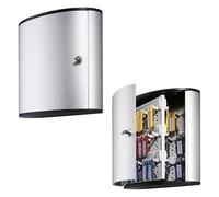 Durable Armario para 54 Llaves, Key Box de Aluminio, Plata, 195323 | Caja de seguridad con cerradura, 302 x 280 x 118 mm, incluye 6 llaveros Key Clip y kit de montaje, Made in Poland