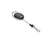 Durable Clip de lazo Estilo Jojo, negro, 832701 | Yoyo ovalado con gancho de resorte, cordón extensible hasta 80 cm, clip de cinturón para llaves e insignias, 1 pieza
