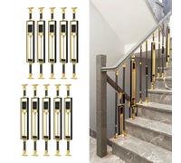 Durable Black & Gold Stair Baluster Posts - Stylish Metal Balusters for Level & Slope Stairs in Hotels Villas & Offices - Safety & Elegance - 210 Pack