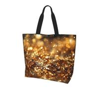 Durable Bolsa Tela Brillo Dorado Bolsas Para Comestibles Reutilizables Bolsa Playa Para El Trabajo, Viajes, Compras, 40X50X15Cm