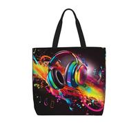 Durable Bolsas Para Comestibles Música Colorida Bolsa Playa Reutilizables Bolsa De Playa Para Compras, Viajes, Trabajo Diario, 40X50X15Cm