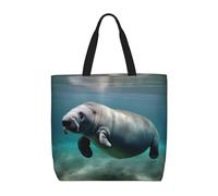 Durable Bolso De Lona Para Mujer Estampado Animal De Manatí Bolsos Bandolera Reutilizables Bolsas De Supermercado Para Enfermería, Viajes, El Trabajo, 40X50X15Cm