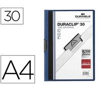 Durable Carpeta Duraclip Dossier con Pinza Lateral Azul Oscuro, Capacidad 30 Hojas, Formato Din A4
