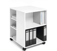 Durable Carrito Multifuncional de Oficina, 6 estantes, Blanco, 311302 | Carro abierto por 3 lados, para archivos o impresoras, con 4 ruedas y 2 frenos, 528 x 748 x 592 mm
