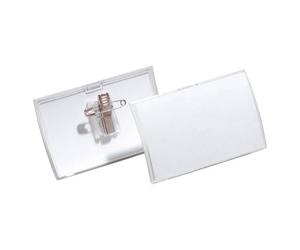 Durable Click Foll - Portanombres (con pinza combinada, PP, 90 x 54 mm, 25 unidades), transparente