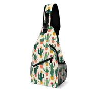 Durable Crossbody Lindas Plantas De Cactus Sling Bag Poliéster Bandoleras Cruzada Para Trabajo, Colegio, Hiking