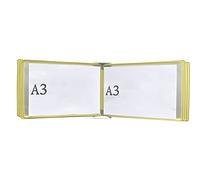 Durable de referencia estante exhibición catálogo A3 montado en la pared con 10 bolsillos for carpetas metálicas oficina y hogar modo horizontal(Yellow)