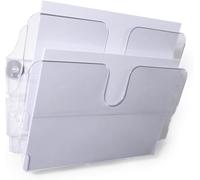 Durable Dispensador de folletos 2 compartimentos FLEXIPLUS 2 A4 apaisado, portadocumentos magnético, transparente, 1709022400