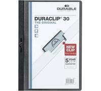 Durable Duraclip Original 30 Carpeta de Pinza, 25 piezas, negro, 220001 | negro, para 1-30 hojas A4, clip de acero, portada transparente, ideal para ofertas y presentaciones